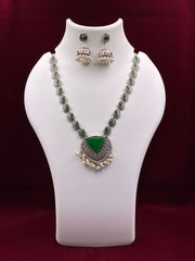 Oxidised Ethnic Green Necklace set