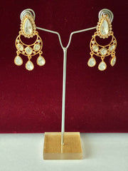 Kundan Chandbali White stones Drop Earring