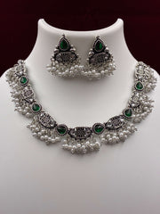 Oxidised Pearl Necklace set