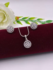 CZ Silver Compound Solitaire Pendant Set