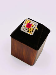 CZ Ruby Square Shape Finger Ring
