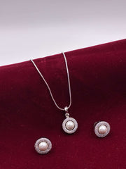 CZ Pretty Pearl Pendant Set
