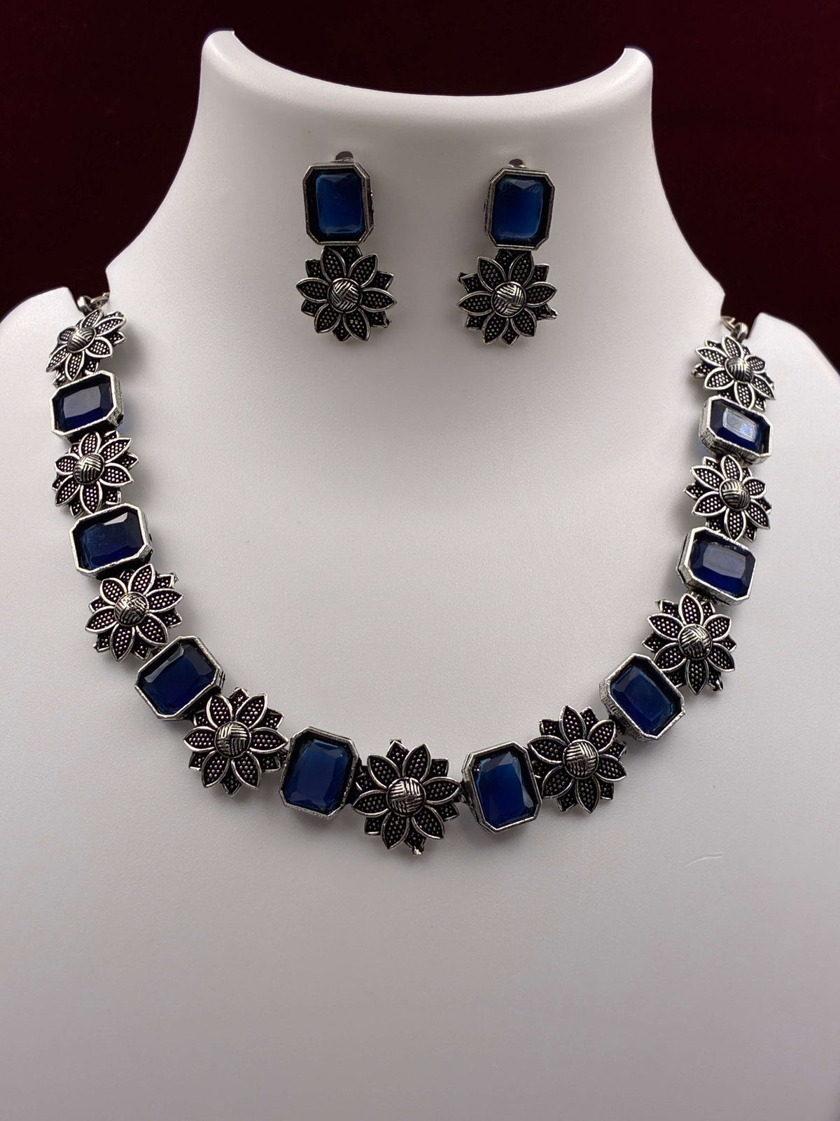 Oxidised Floral Necklace set