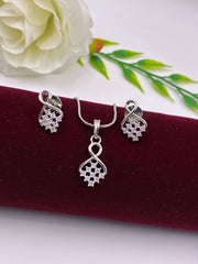 CZ Silver Classic Pendant Set