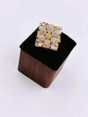 CZ Floral Square Finger Ring