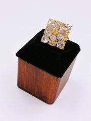 CZ Floral Square Finger Ring