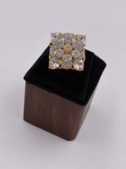 CZ Floral Square Finger Ring