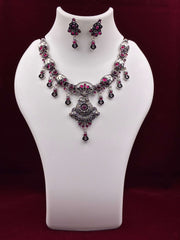 Oxidised Royal Ruby Necklace set