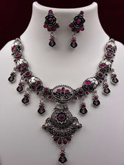 Oxidised Royal Ruby Necklace set