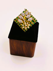 CZ Emerald Green Twig Finger Ring