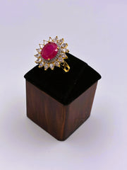 CZ Royale Ruby Oval Finger Ring