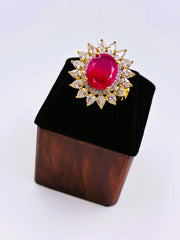 CZ Royale Ruby Oval Finger Ring