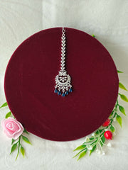 CZ Sapphire Blue Designer Mang Tika