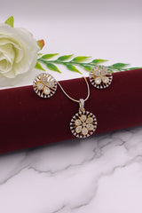 CZ Majestic Floral Pendant Set
