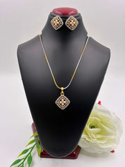 CZ Pearl Two Tone Designer Pendant Set