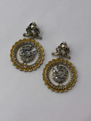 Oxidised Peacock Earring