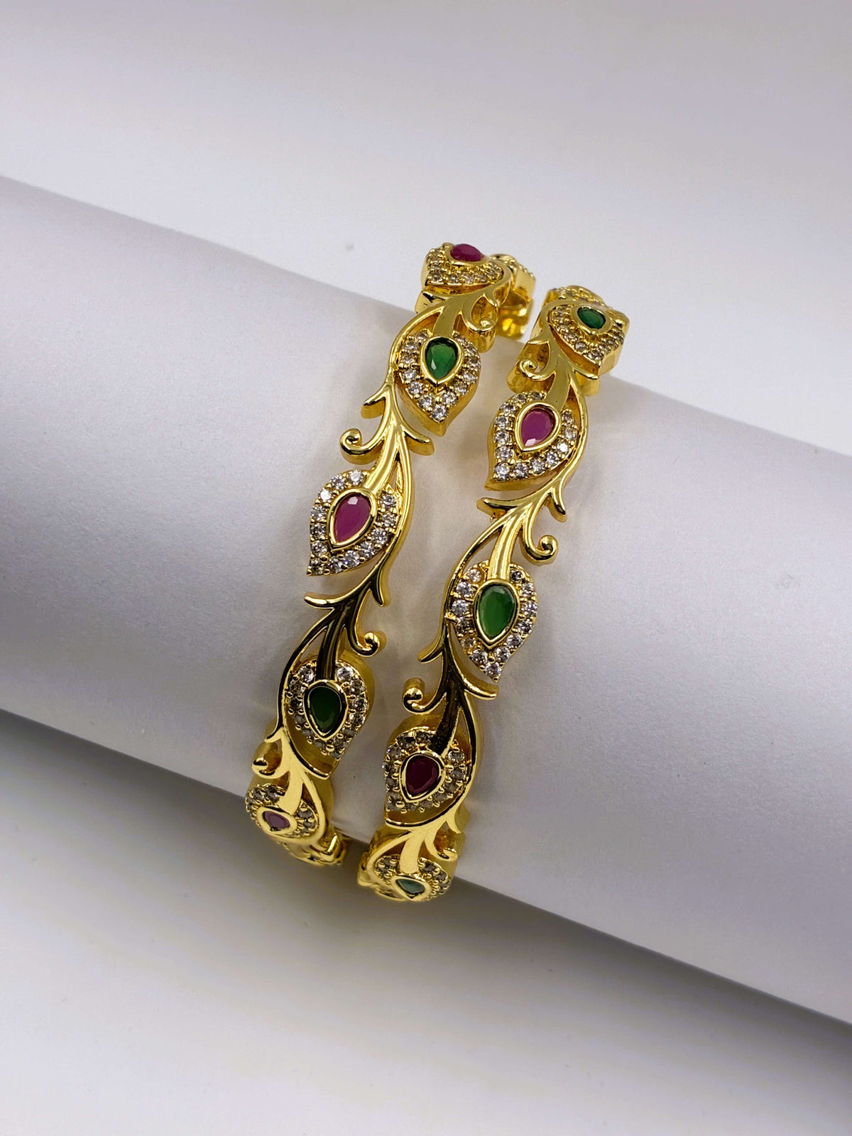CZ Alluring Ruby Green Bangle