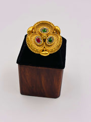Antique Ruby Green Designer Finger Ring