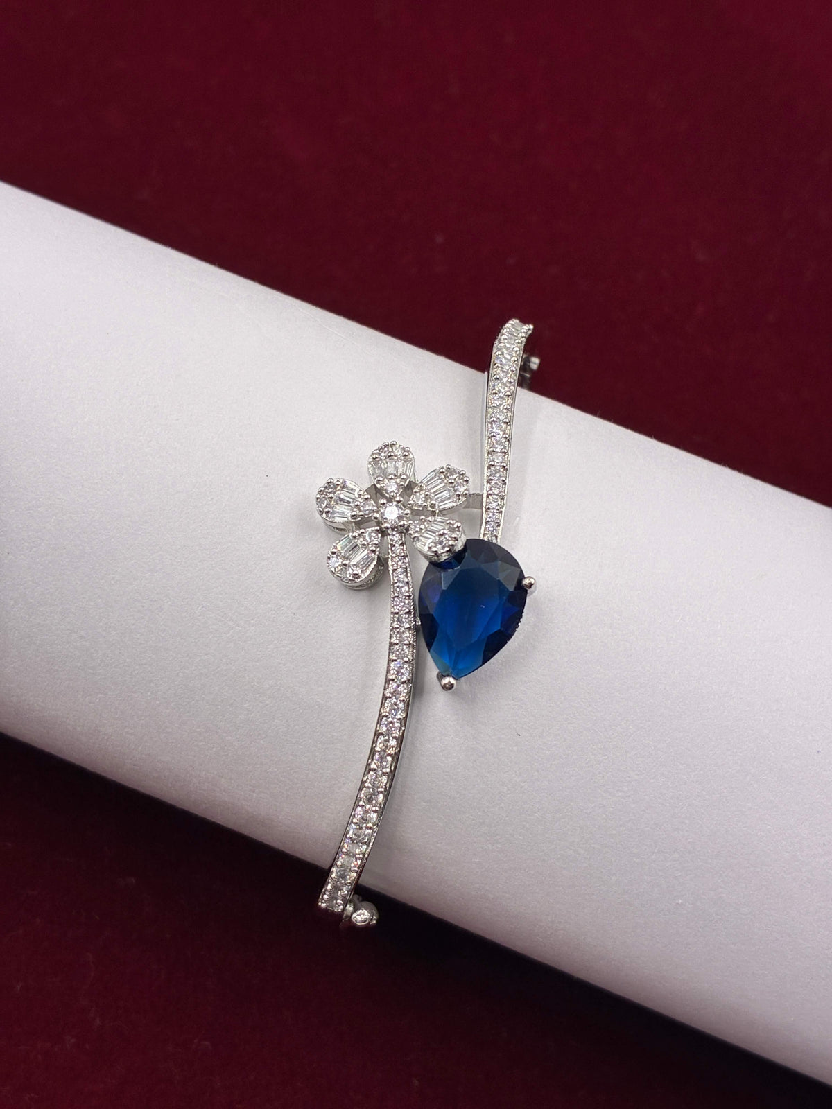 CZ Blue Petal Openable Kada