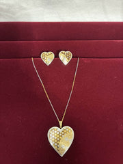 Delicate Heart shape CNC Pendant Set