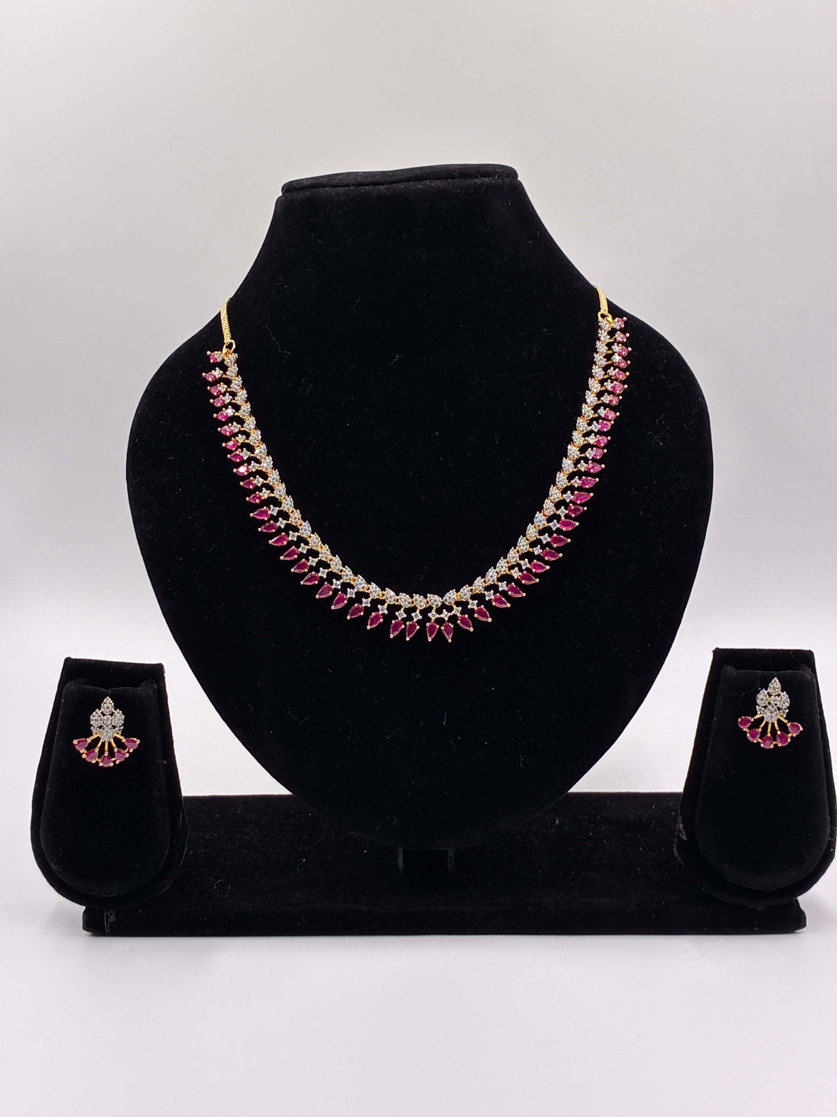 CZ Ruby White Princess Necklace Set