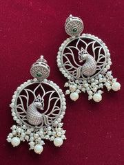 Oxidised Round Peacock Earring