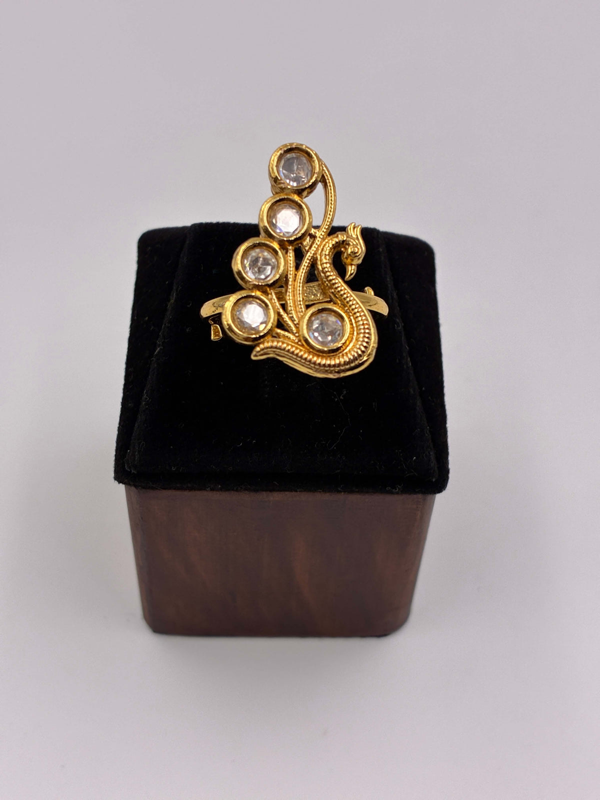 Kundan Peacock Finger Ring