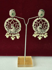 Oxidised Round Peacock Earring