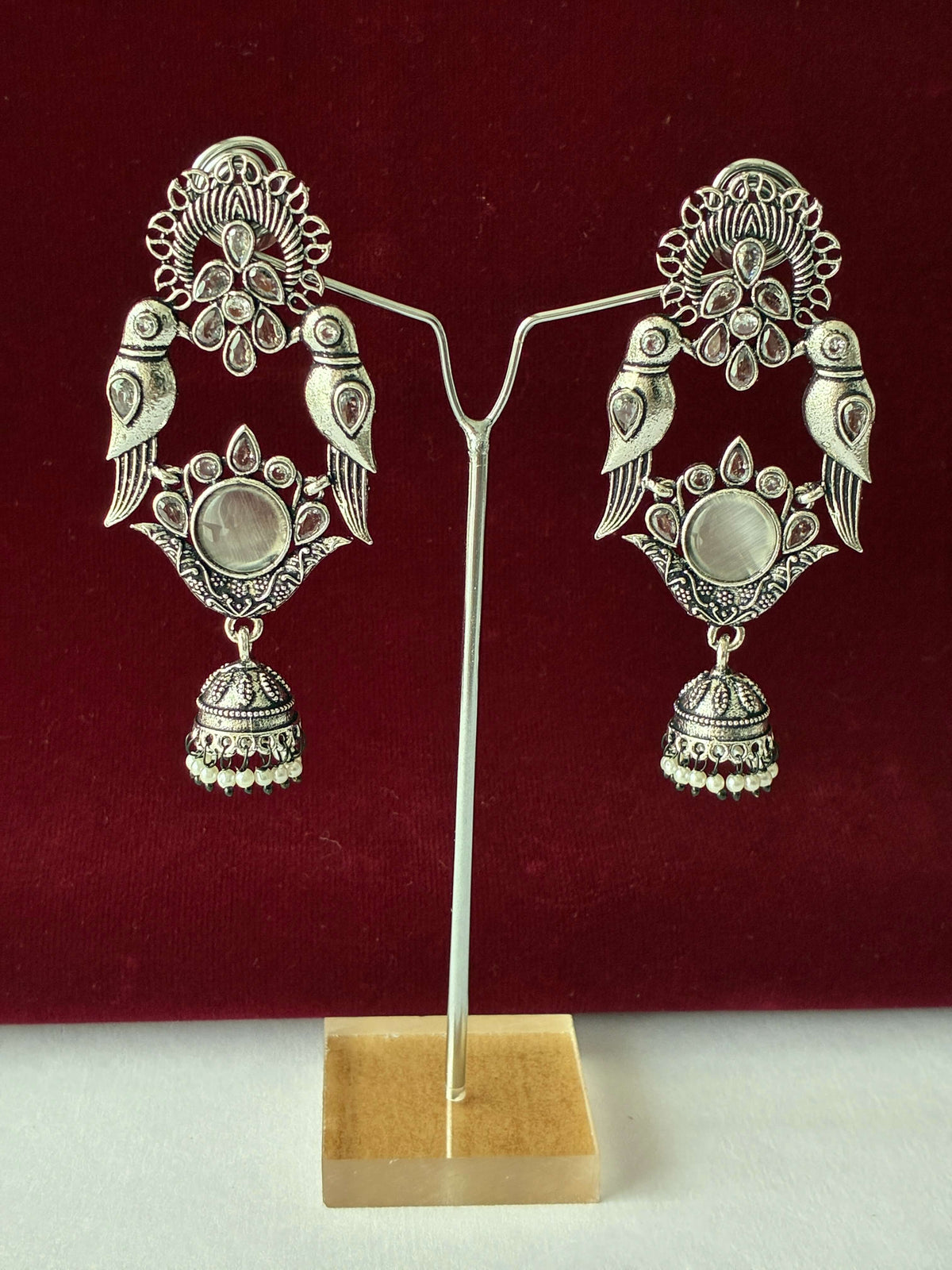 Oxidised Bird Earring