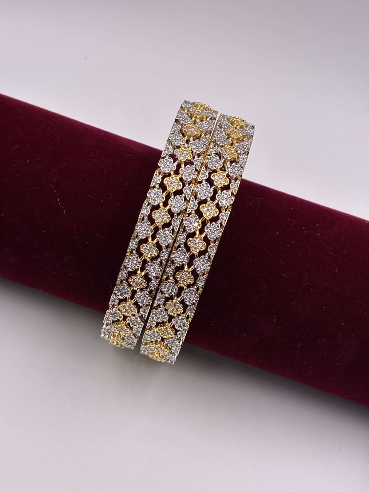 CZ Two Tone Alluring Designer Bangle