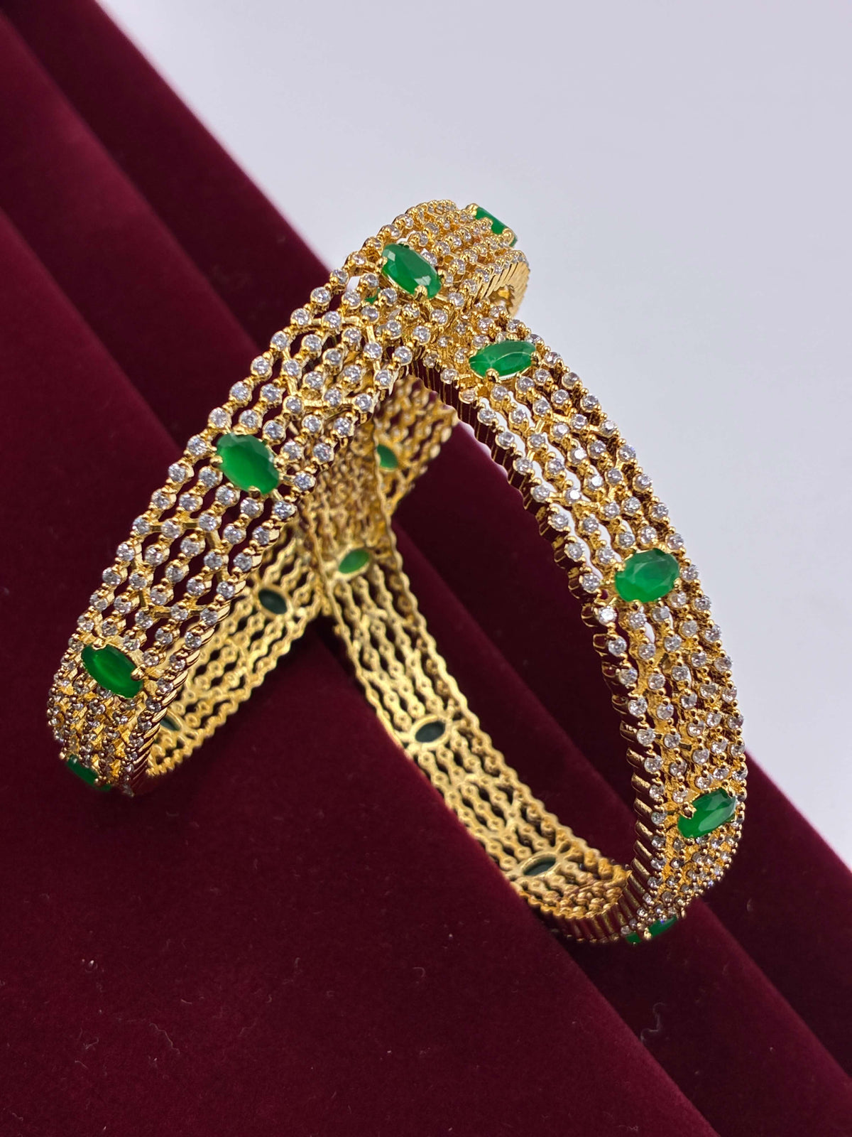 CZ Emerald Two Tone Splendid Bangle