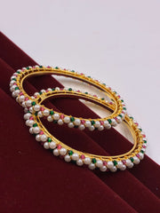 Antique Ruby Green Moti Bangle