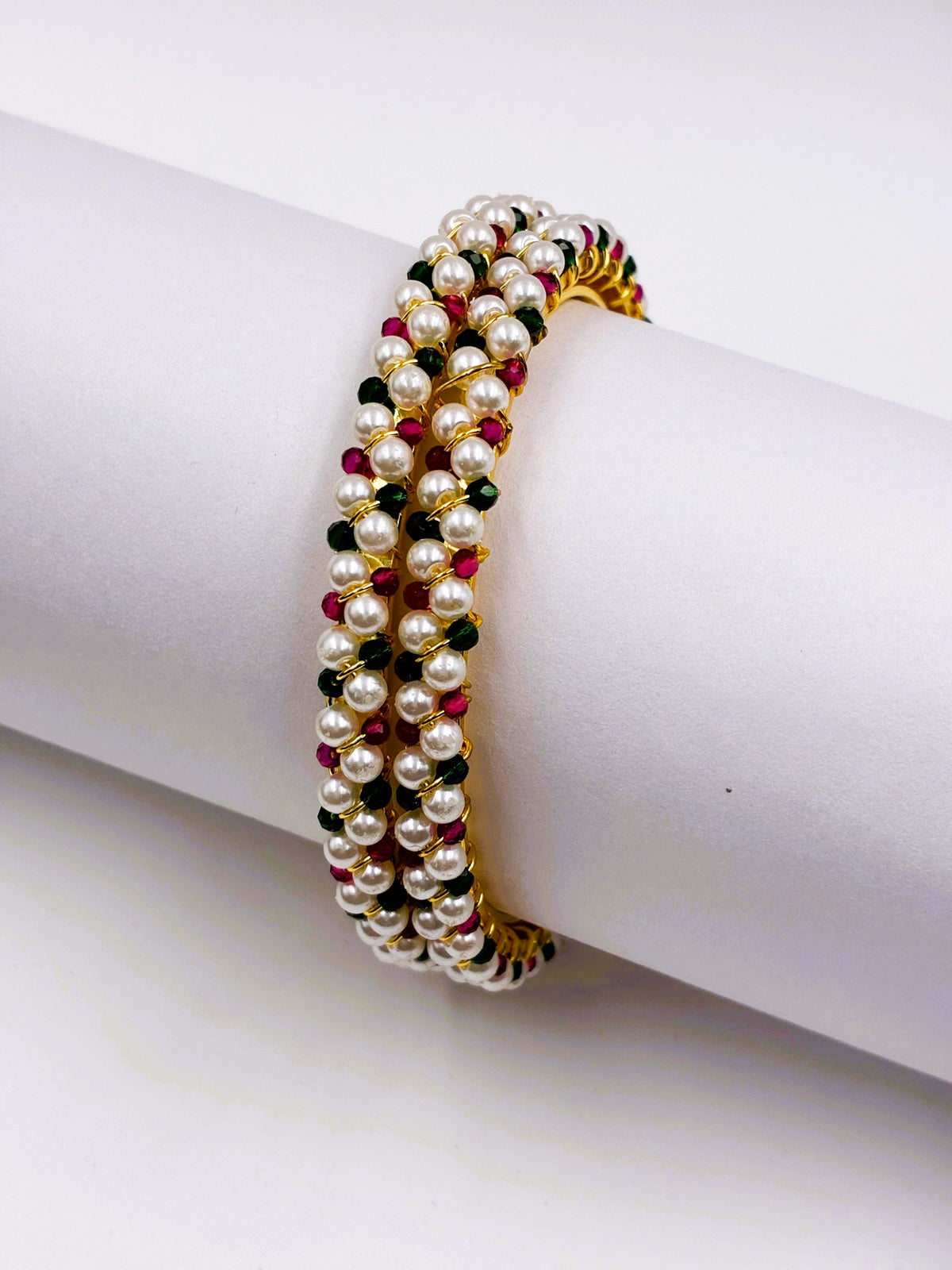 Antique Ruby Green Moti Bangle