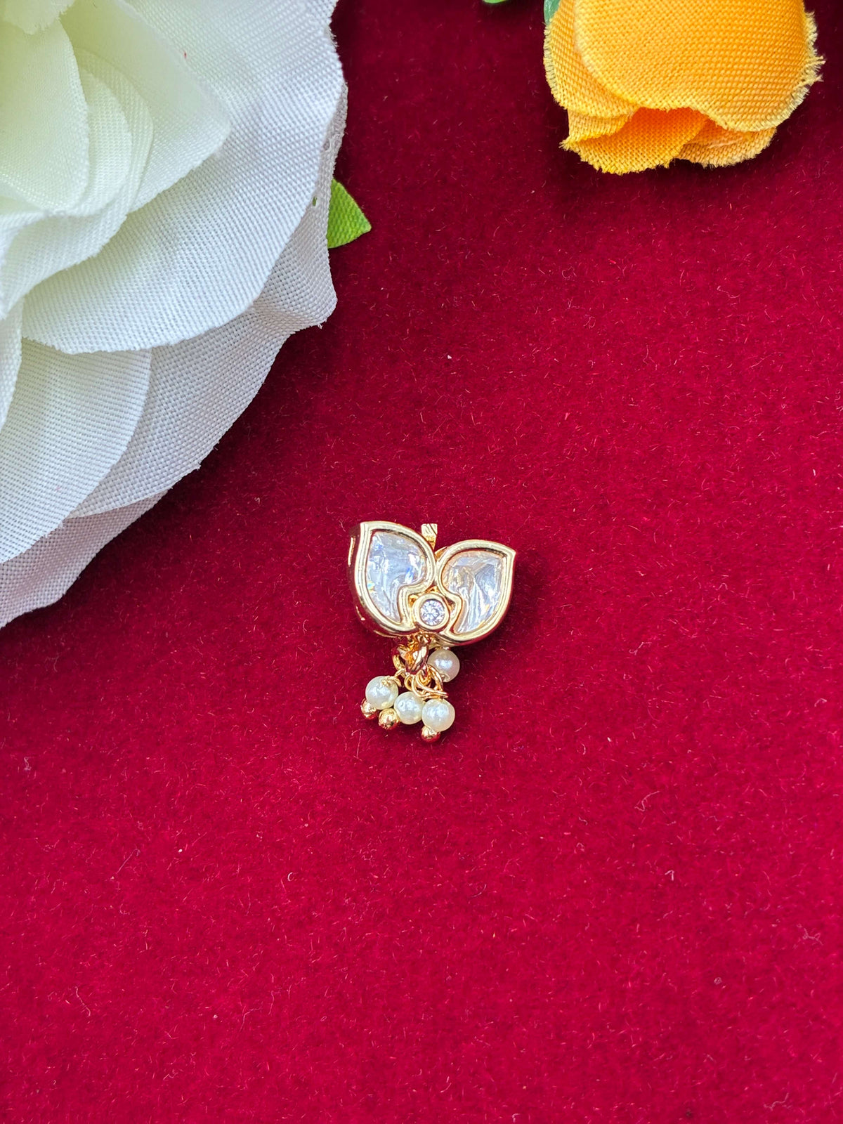 Kundan Duet leaf Nose Ring