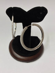 CZ Silver Classic Hoop Earring
