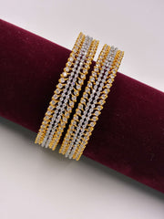 CZ Two Tone Sparkle Designer Bangle