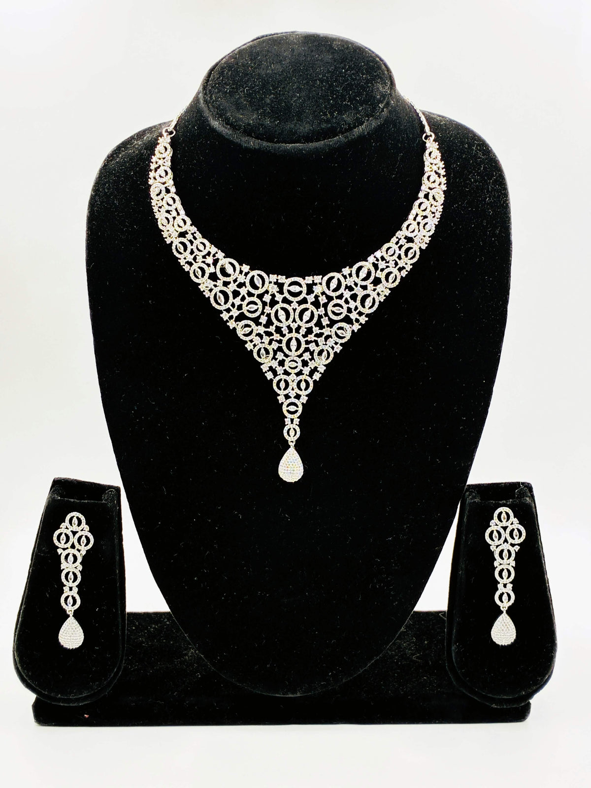 CZ Silver tone beautiful Necklace Set