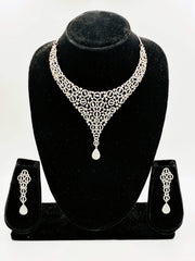CZ Silver tone beautiful Necklace Set