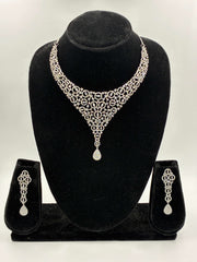 CZ Silver tone beautiful Necklace Set