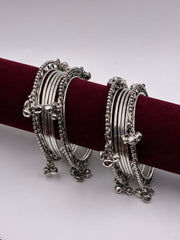 Oxidised Zig-Zag Ghungroo Bangle