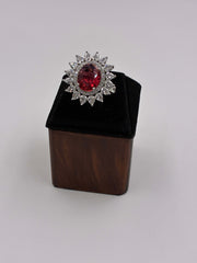 CZ Ruby Exquisite floral Finger Ring