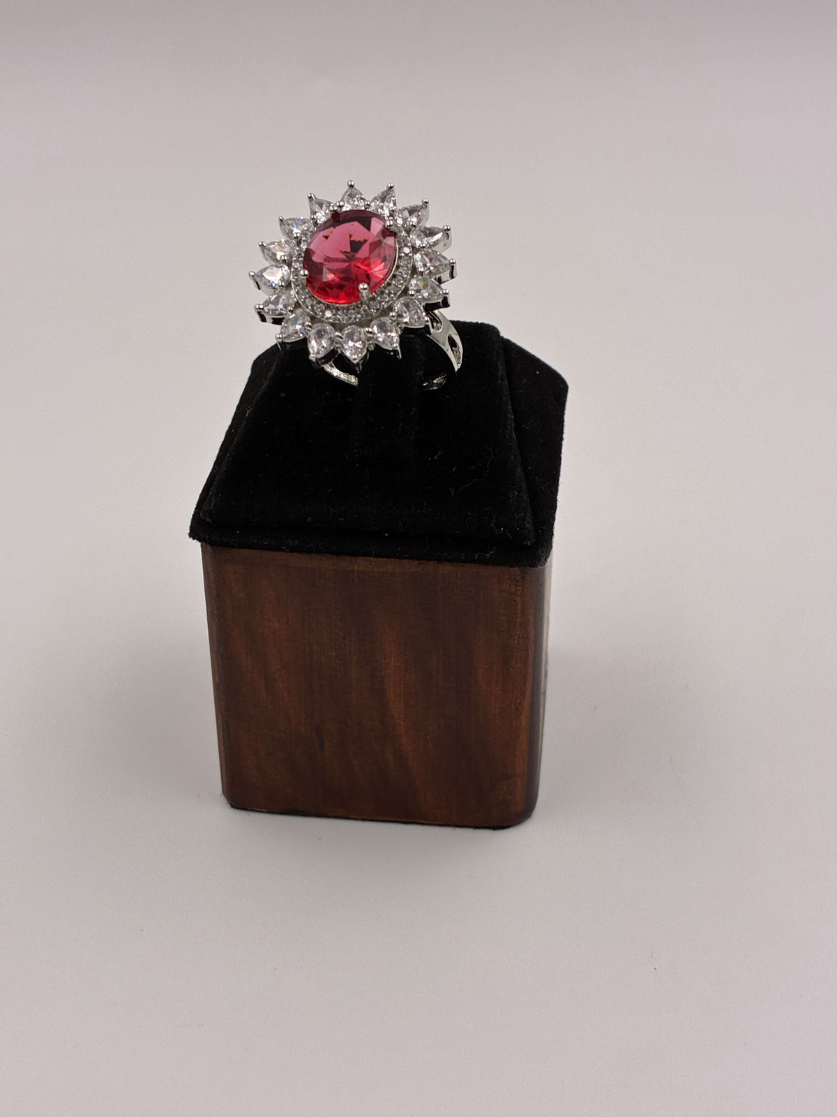 CZ Ruby Exquisite floral Finger Ring
