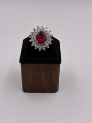 CZ Ruby Exquisite floral Finger Ring