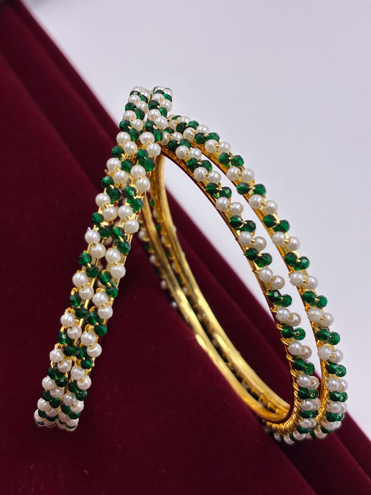 Antique Moti Green Designer Bangle