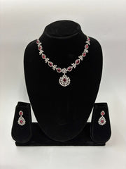 CZ Designer Ruby Necklace Set
