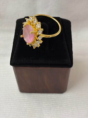 CZ Pink Petal Finger Ring