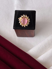 CZ Pink Petal Finger Ring