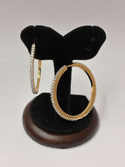 CZ Dual tone Classic Hoop Earring