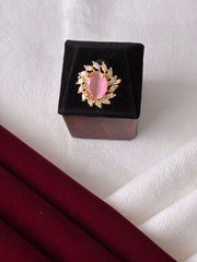 CZ Pink Petal Finger Ring