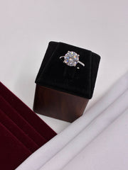 CZ Silver Sparkle Solitaire Finger Ring